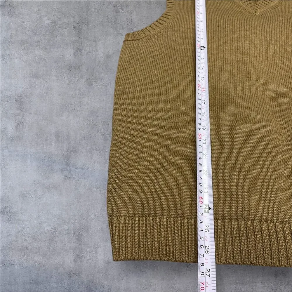 L.L. Bean Men's Medium Pullover Brown Sweater 100% Cotton V-neck EUC Classic